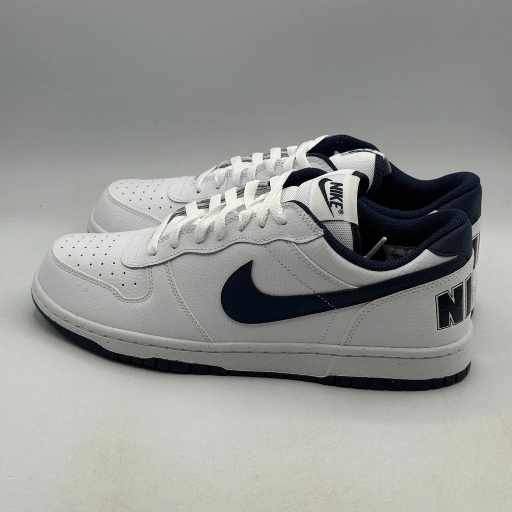 Nike Big Nike Low Shoes Mens Size 11.5 White Midnight Navy Basketball 355152-140